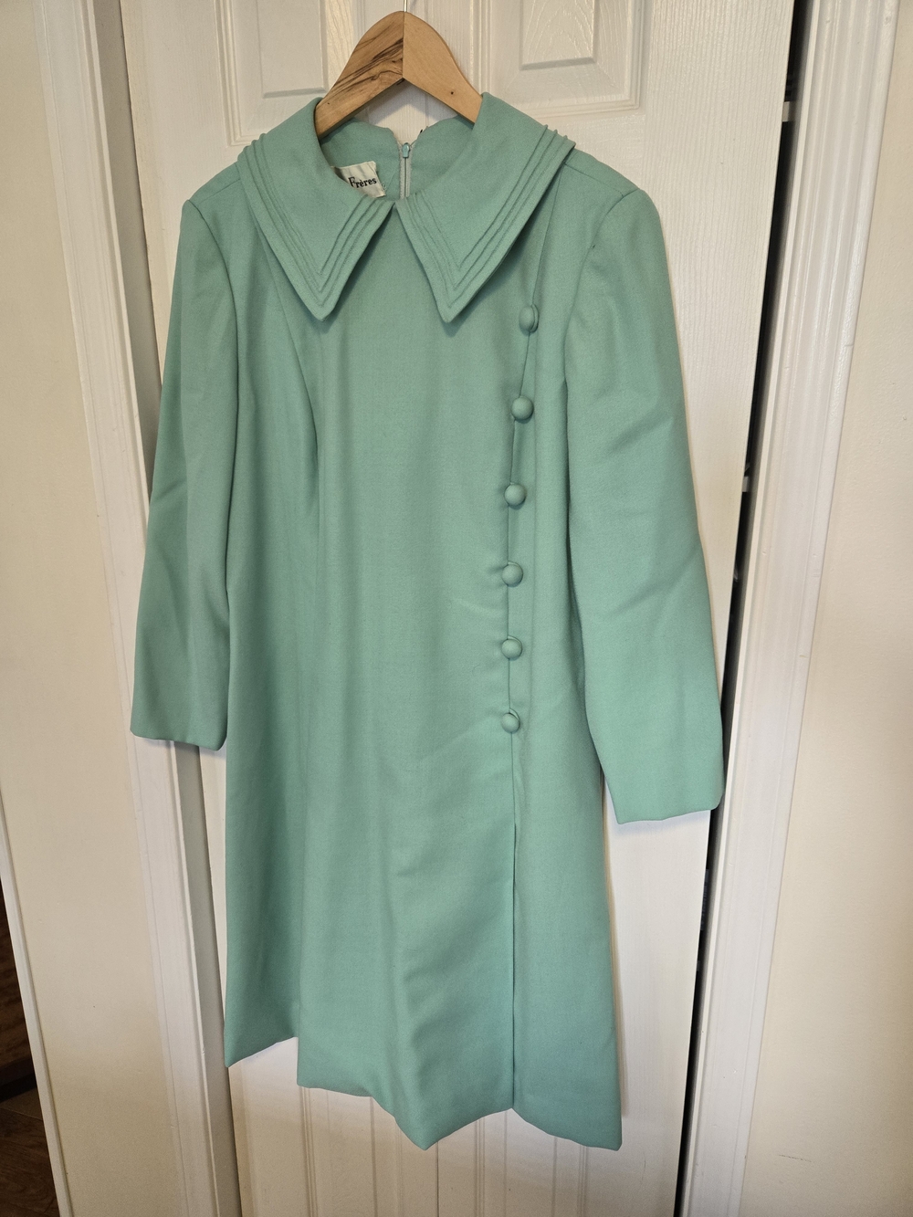 Vintage 1960s Mint Green Dress with Decorative Buttons And Belt